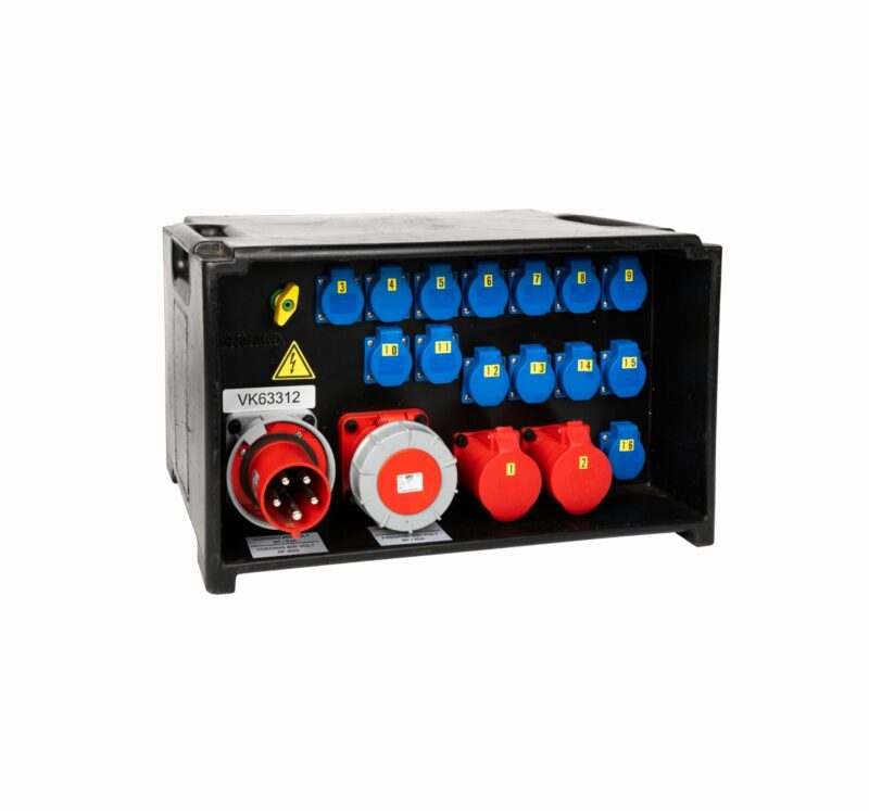 Verdeelkast 63A (doorlus 63A + 2 x 32A + 14 x shuco)