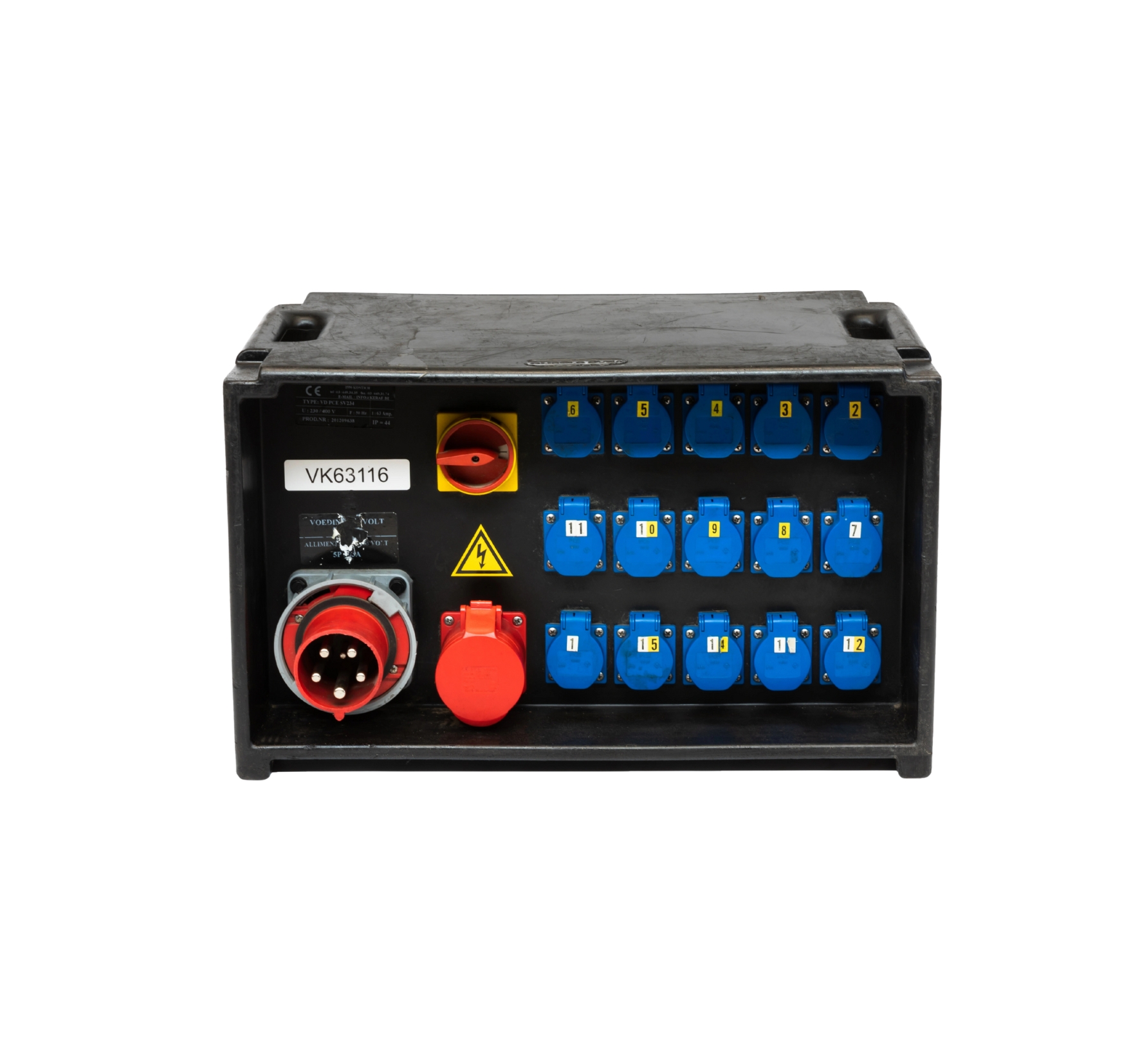 Verdeelkast 63A (1 x 32A + 15 x shuco)